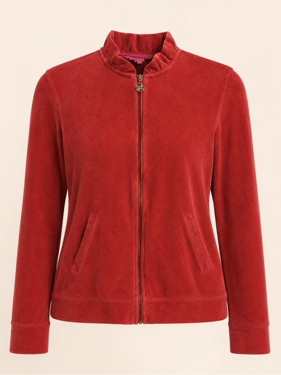 Lilly Pulitzer Tops - Lilly Pulitzer Red Velour Zip Jacket